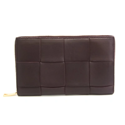 Shop Bottega Veneta Intrecciato Purple Leather Wallet  ()