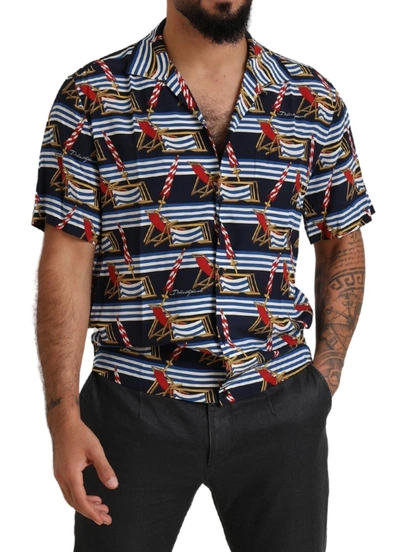Shop Dolce & Gabbana Multicolor Beach Chair Short Sleeves Men's Shirt