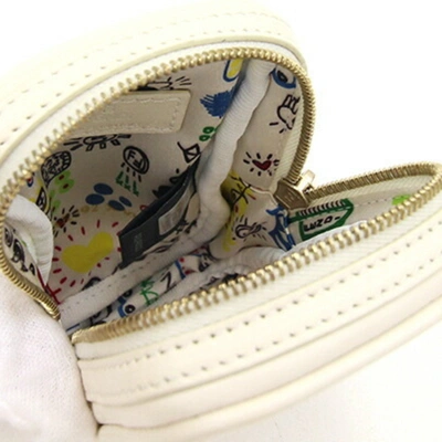 FENDI: Medium clutch bag in leather with logo - White