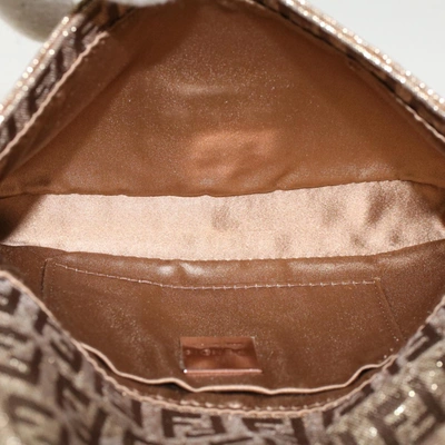 Shop Fendi Zucchino Gold Canvas Clutch Bag ()