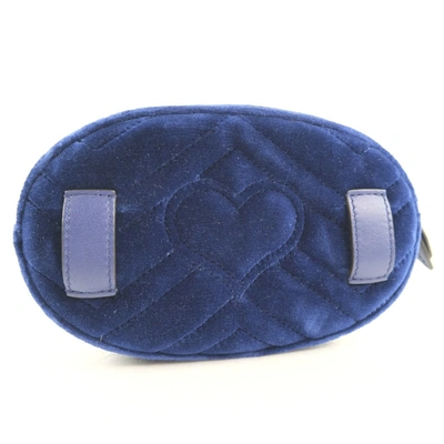 Shop Gucci Gg Marmont Blue Suede Clutch Bag ()