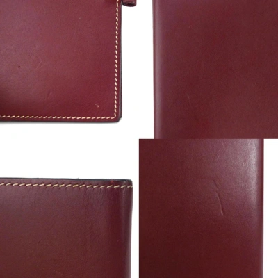 Shop Hermes Hermès Agenda Cover Burgundy Leather Wallet  ()