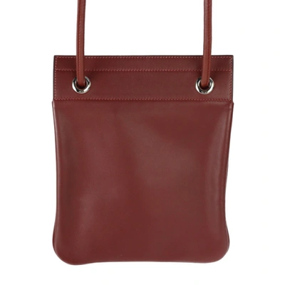 Shop Hermes Hermès Aline Burgundy Leather Clutch Bag ()