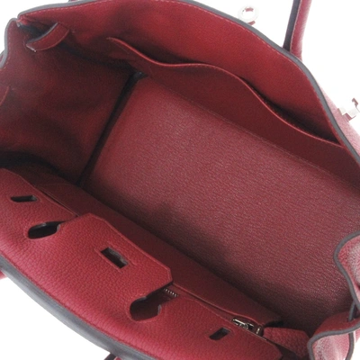 Shop Hermes Hermès Birkin 25 Burgundy Leather Handbag ()
