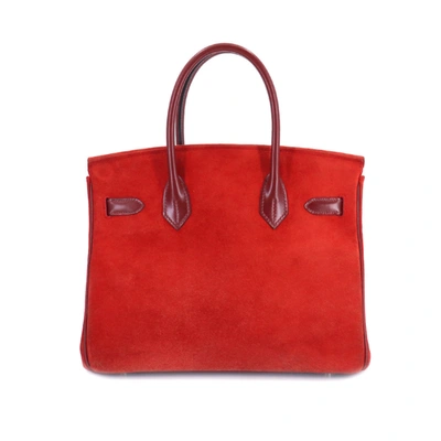 Shop Hermes Hermès Birkin 30 Red Suede Handbag ()