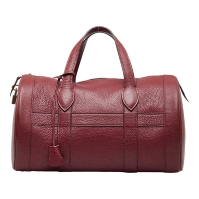 Shop Hermes Hermès Burgundy Leather Travel Bag ()