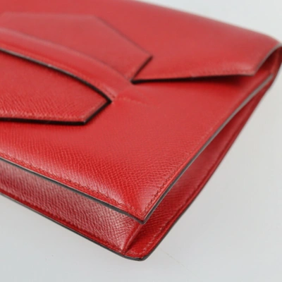Shop Hermes Hermès Faco Red Leather Clutch Bag ()