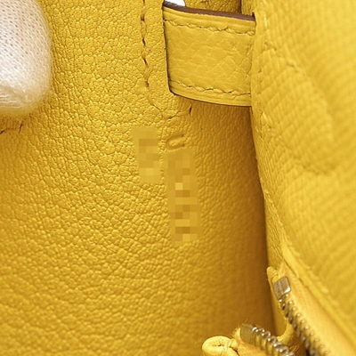 Shop Hermes Hermès Kelly 25 Yellow Leather Handbag ()