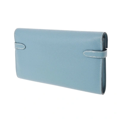 Kelly leather wallet Hermès Blue in Leather - 35930798