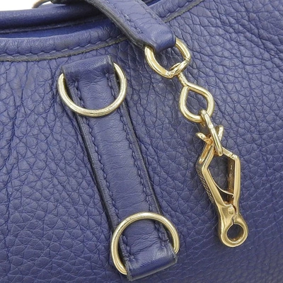 Shop Hermes Hermès Trim Blue Leather Shoulder Bag ()