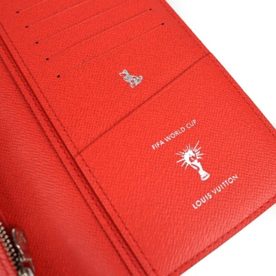 Pre-owned Louis Vuitton Brazza Red Leather Wallet  ()