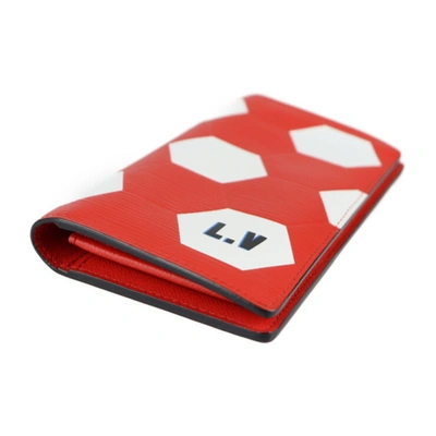 Pre-owned Louis Vuitton Brazza Red Leather Wallet  ()