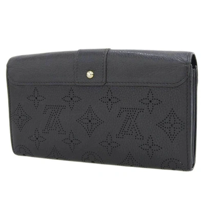 Pre-owned Louis Vuitton Mahina Black Leather Wallet  ()
