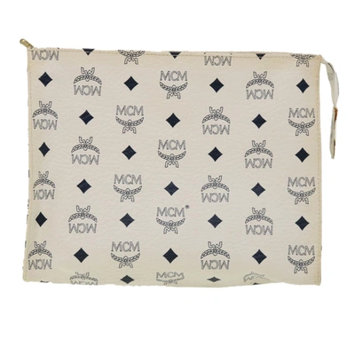 Shop Mcm White Canvas Clutch Bag ()
