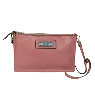 Shop Prada Etiquette Pink Leather Shoulder Bag ()