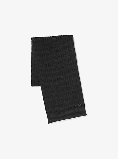 Shop Michael Kors Textured Knit Scarf In Black