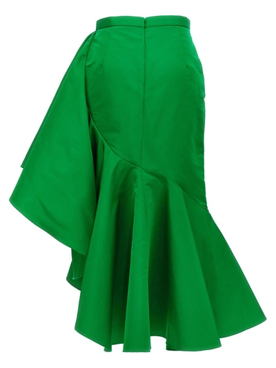Shop Alexander Mcqueen Ruffle Midi Skirt In Green