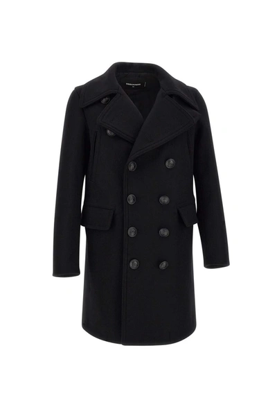Shop Dsquared2 "double Breasted"  Coat In Black