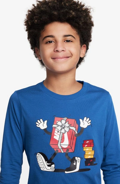 Shop Nike Kids' Sportswear Long Sleeve Graphic T-shirt In Game Royal