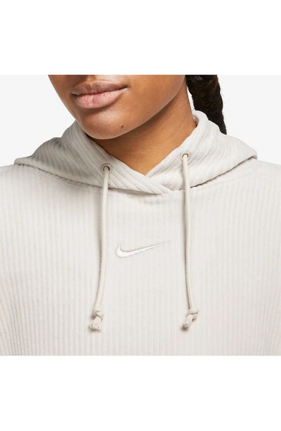 Shop Nike Sportswear Velour Crop Hoodie In Light Orewood Brown/ Brown