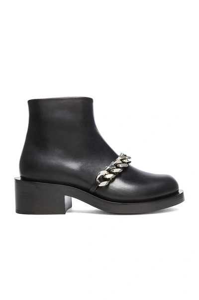 Shop Givenchy Laura Leather Silver Chain Ankle Boots In Black