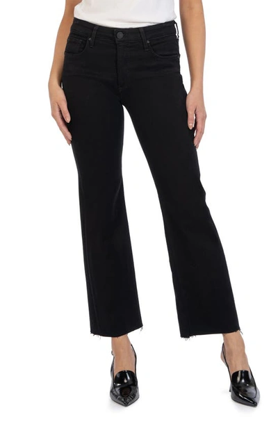 Shop Kut From The Kloth Kelsey Raw Hem Mid Rise Ankle Flare Jeans In Black