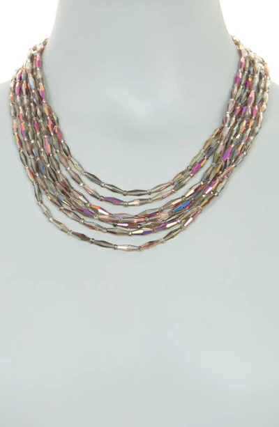 Shop Natasha 8-row Beaded Necklace In Gray Abalone