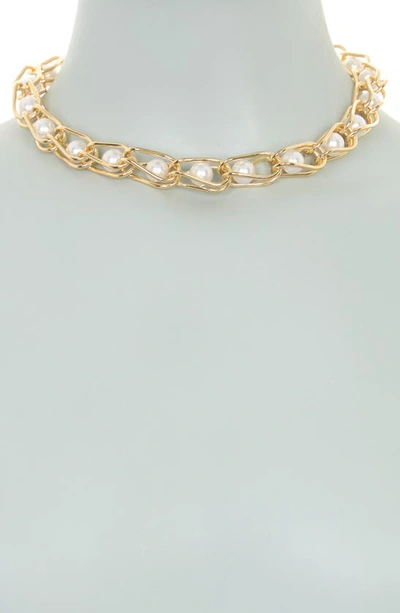 Shop Natasha Imitation Pearl Necklace In Gold