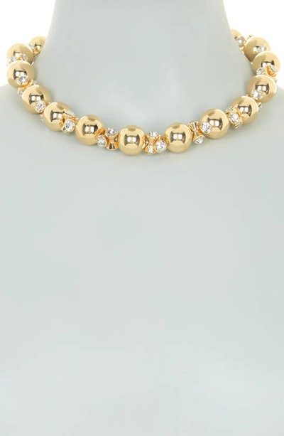 Shop Natasha Ball Crystal Necklace In Gold