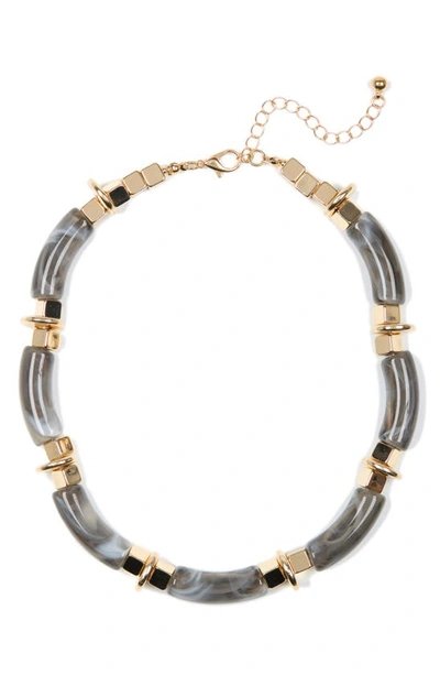 Shop Natasha Marble Stone Necklace In Gold-gray