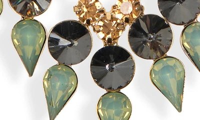 Shop Natasha Crystal V Shape Necklace In Gold-black Diamond-sage