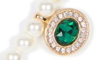 Shop Natasha Imitation Pearl Necklace In Gold Ivory Emerald