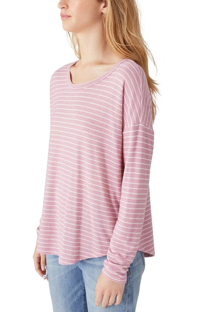 Shop Lucky Brand Long Sleeve Cloud Jersey Top In Pink Stripe