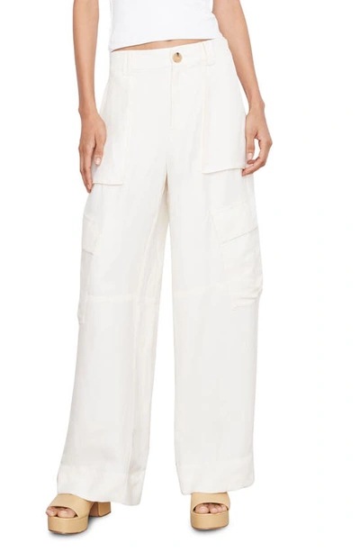 Vince Wide Leg Linen Blend Cargo Pants In Bone