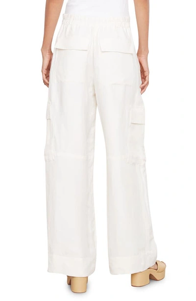 Vince Wide Leg Linen Blend Cargo Pants In Bone