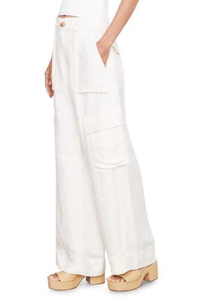 Shop Vince Wide Leg Linen Blend Cargo Pants In Bone