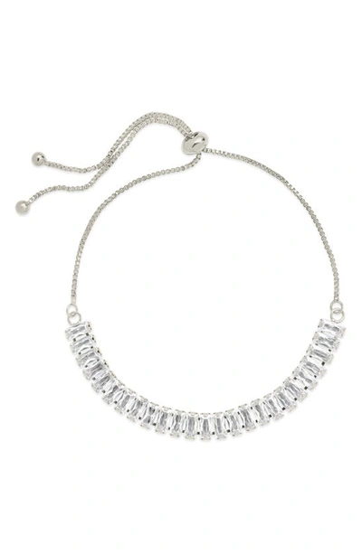 Sterling Forever Rhodium Plated Cz Jordan Bolo Bracelet In Silver