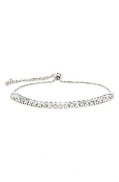 Sterling Forever Rhodium Plated Cz Jordan Bolo Bracelet In Silver