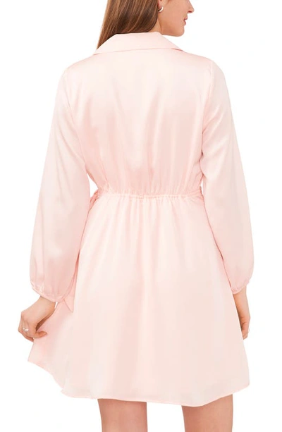 Shop Halogen Long Sleeve Satin Wrap Shirtdress In Pink Dogwood