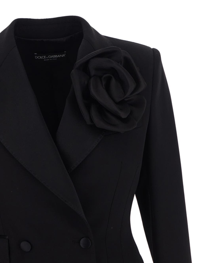 Shop Dolce & Gabbana Double-breasted Woolen Jacket In Black
