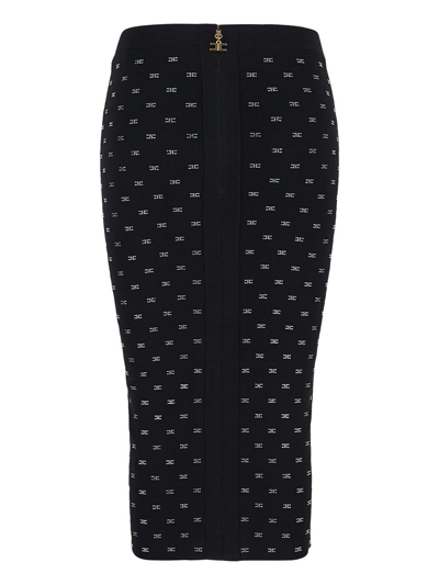 Shop Elisabetta Franchi Knitted Midi Skirt In Black