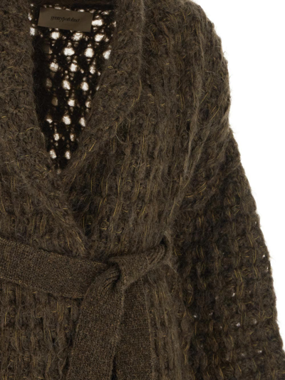 Shop Gentryportofino Knit Fluffy Coat In Brown