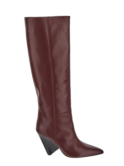 Shop Isabel Marant Conic Heel Boots In Burgundy