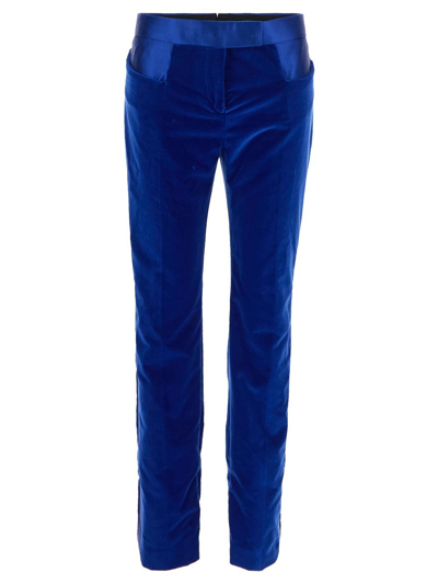 Shop Tom Ford Cotton Velvet Trousers In Blue