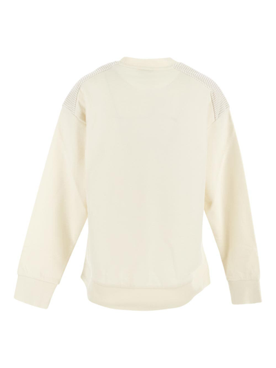 Shop Moncler Crewneck Sweatshirt In White