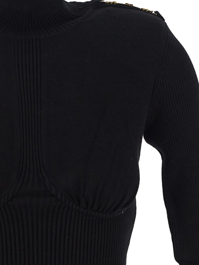 Shop Elisabetta Franchi Turtleneck Knitwear With Clamps In Black