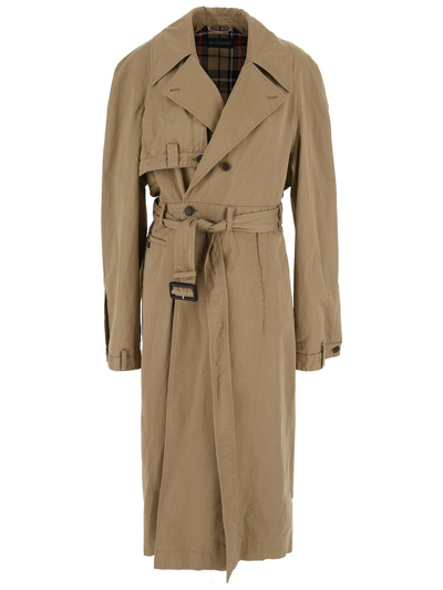 Balenciaga Trench Coat Belted Back Vent In Beige