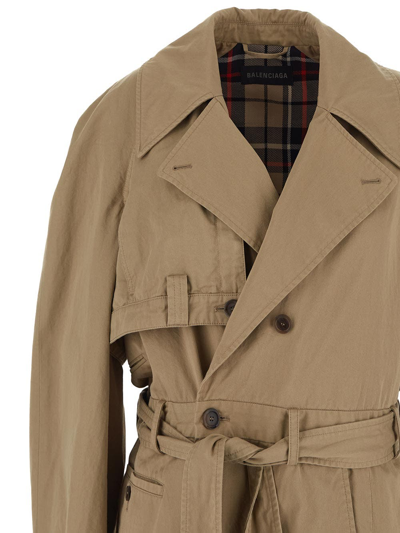 Balenciaga Trench Coat Belted Back Vent In Beige