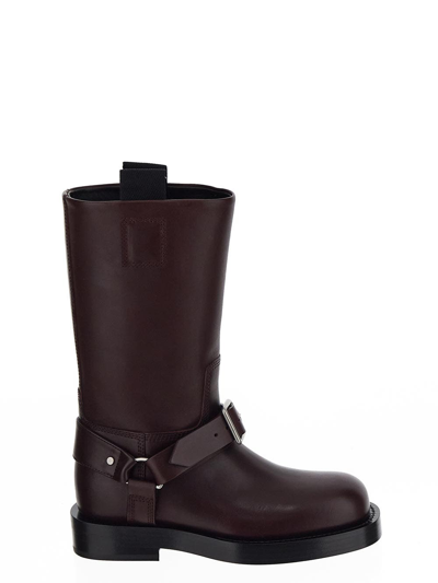 Shop Burberry Saddle Low Boots In Brown