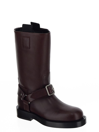 Shop Burberry Saddle Low Boots In Brown